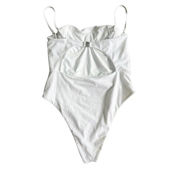 Nwt Revel Rey Ezra One Piece Swimsuit in Iridescent Metallic Barbiecore White - Picture 10 of 10